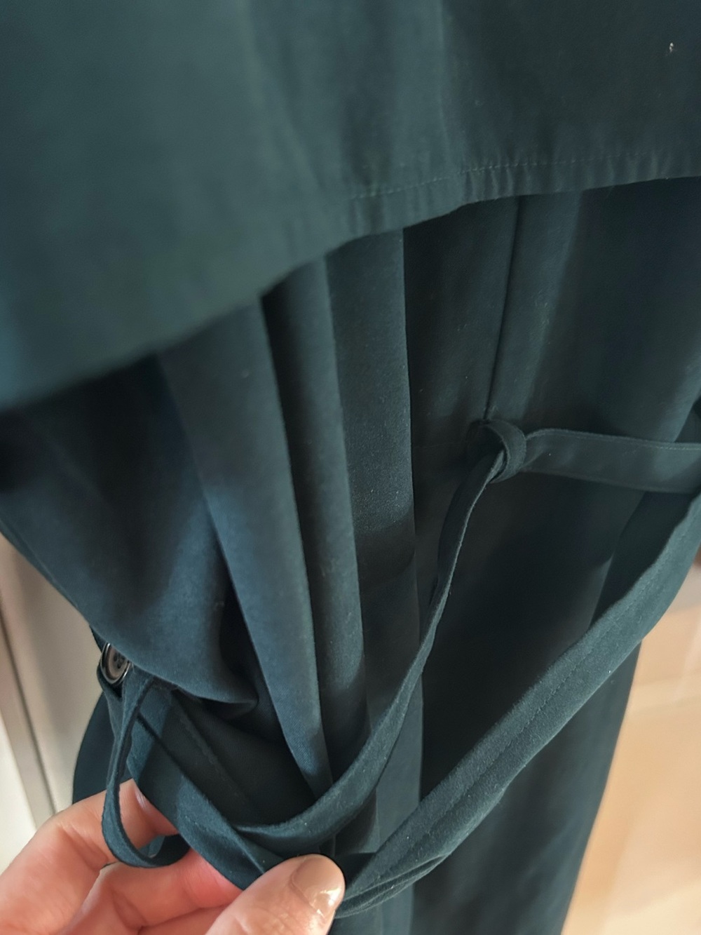 Anne Klein II Hunter Green Double Breasted Vintage Trench Coat 6 Petite - Picture 6 of 12